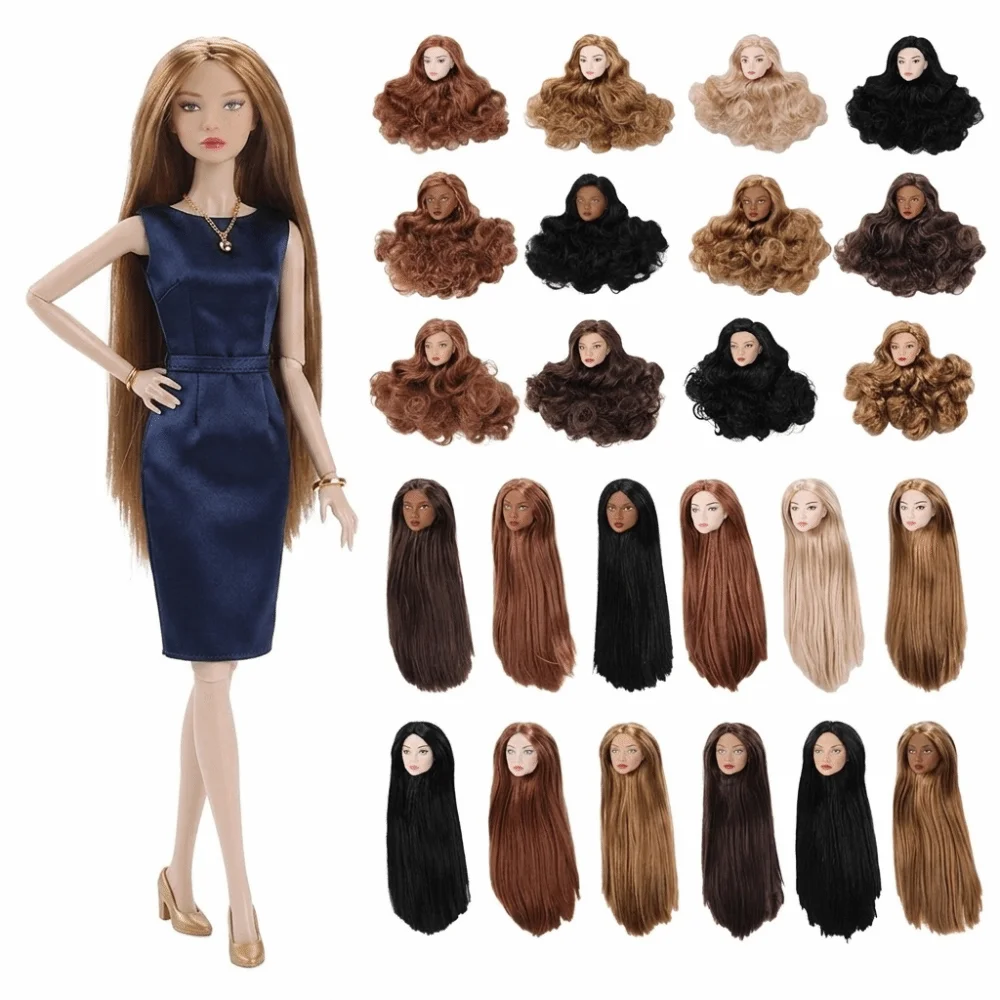 29-32cm Nudy JJ European Face Head Long Hair White Normal Tan Skin Practice Makeup Head Fashion Head for 11.5 Inch BJD Body