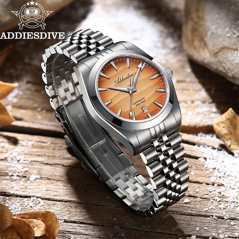 

ADDIESDIVE 39mm AD2540 Men's Watch BGW9 Super Luminous 200m Diver Sapphire Crystal Desert Texture Mechanical Automatic Watch