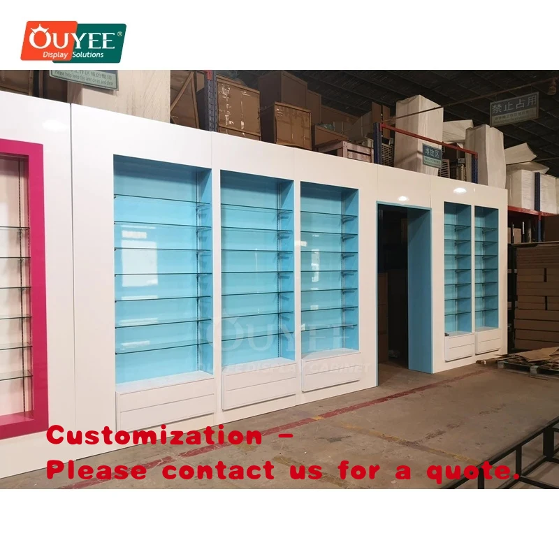custom.Bespoke Franchise Pharmacy Store Solution Pharmacy Showroom Multi Tier Retail Shelving