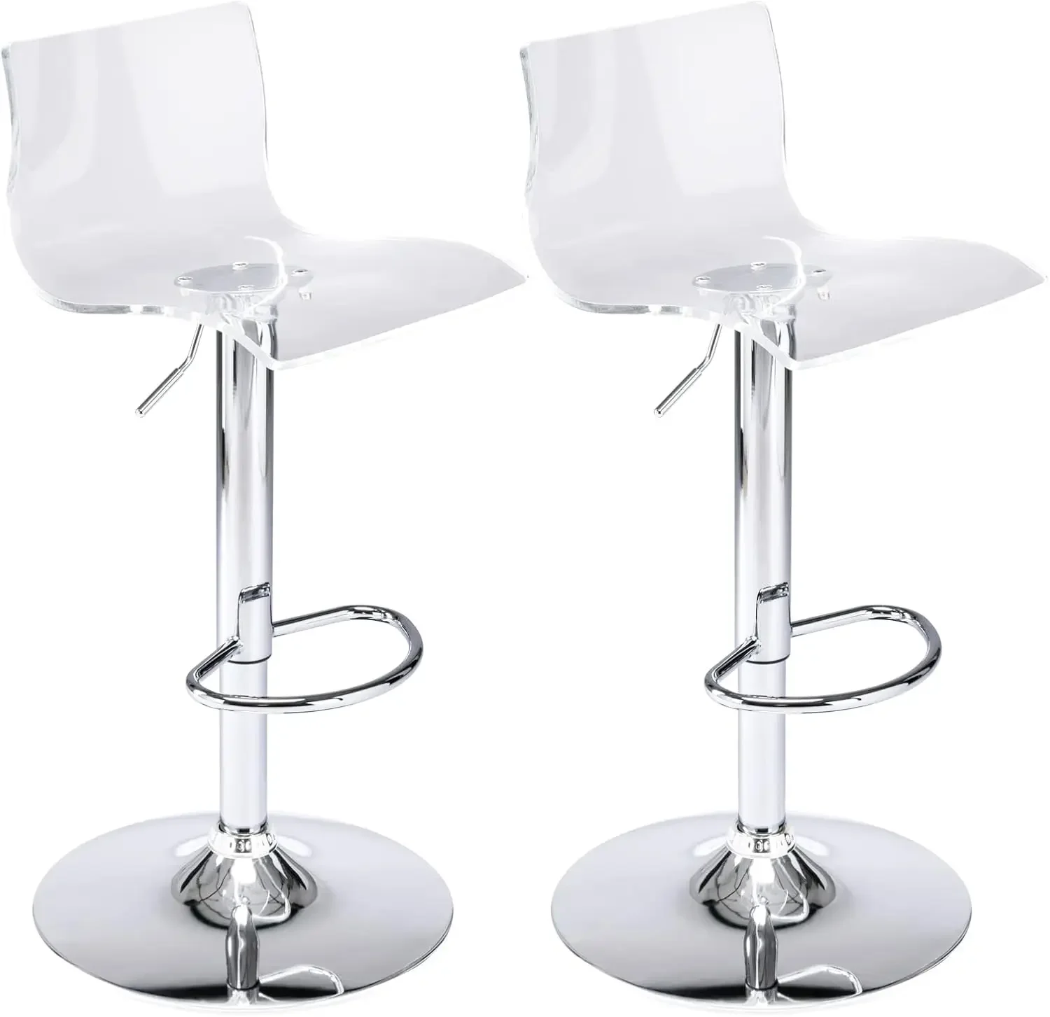 

Brage Living Acrylic Bar Stools with Mid Back, Set of 2, Transparent Adjustable Swivel Airlift Barstools, Counter Height Bar