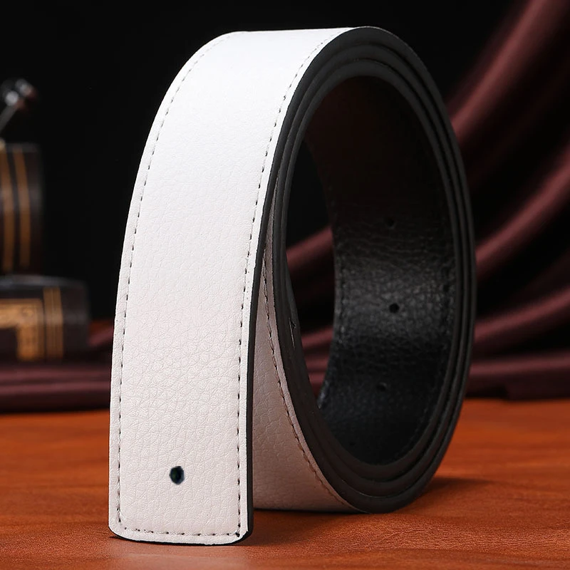 Herren-Gürtel mit 3,7 cm breiter, perforierter Glattschnalle – Modischer, vielseitiger Business-Gürtel mit H-Buchstaben-Ersatzschnalle und separatem Gürtelband – Detail 10