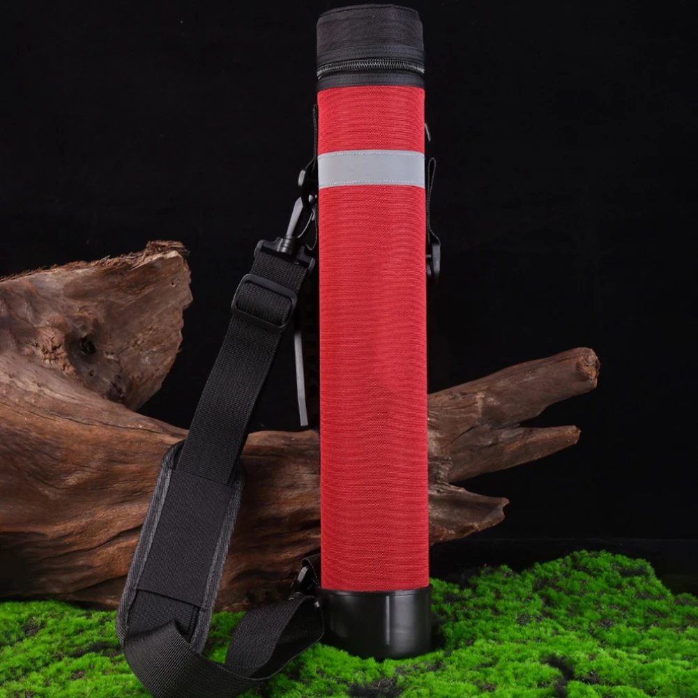 46-センチメートルポータブル釣竿収納バックパック赤防水釣具キャリングバッグショルダーストラップ付き釣りアクセサリー