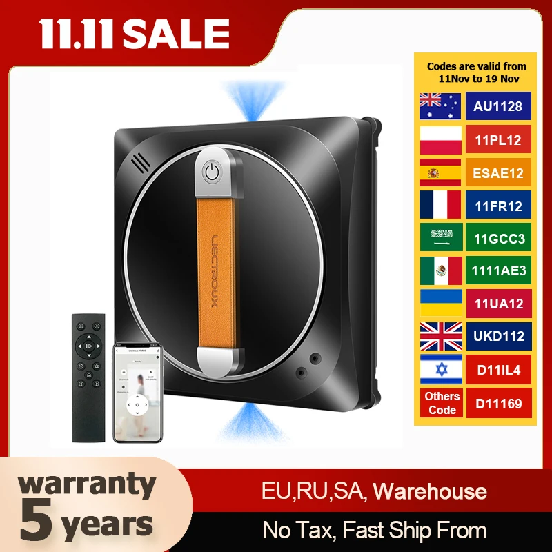 Window Vacuum Robot Cleaner Liectroux YW910,Double Water Spray,Laser Sensor,Home Floor Windows Robot Vacuum Cleaner,App Control