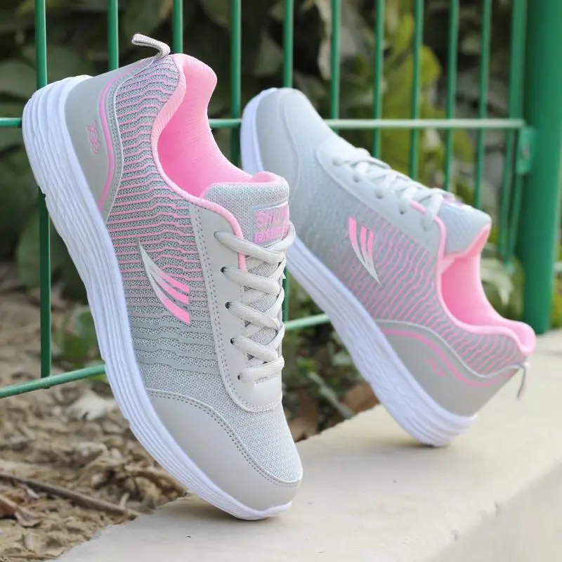 Sneakers Women Trainers Shoes Ladies Sport Mesh Sneakers Pink Flat Shoes Lightweight Soft Breathable Footwear Tennis for Women