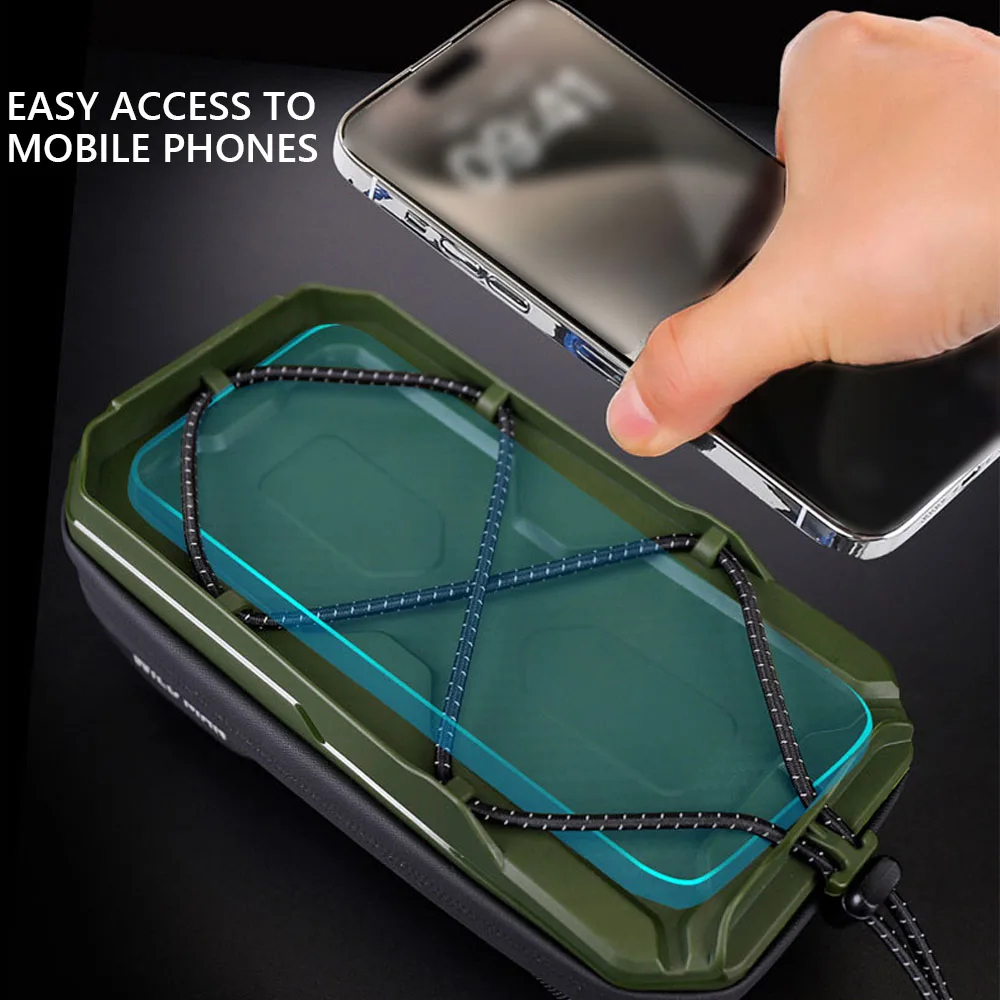 

Сумка на руль велосипеда с сенсорным экраном и твердым корпусом. Непромокаемая и может вращаться на 360 градусов.