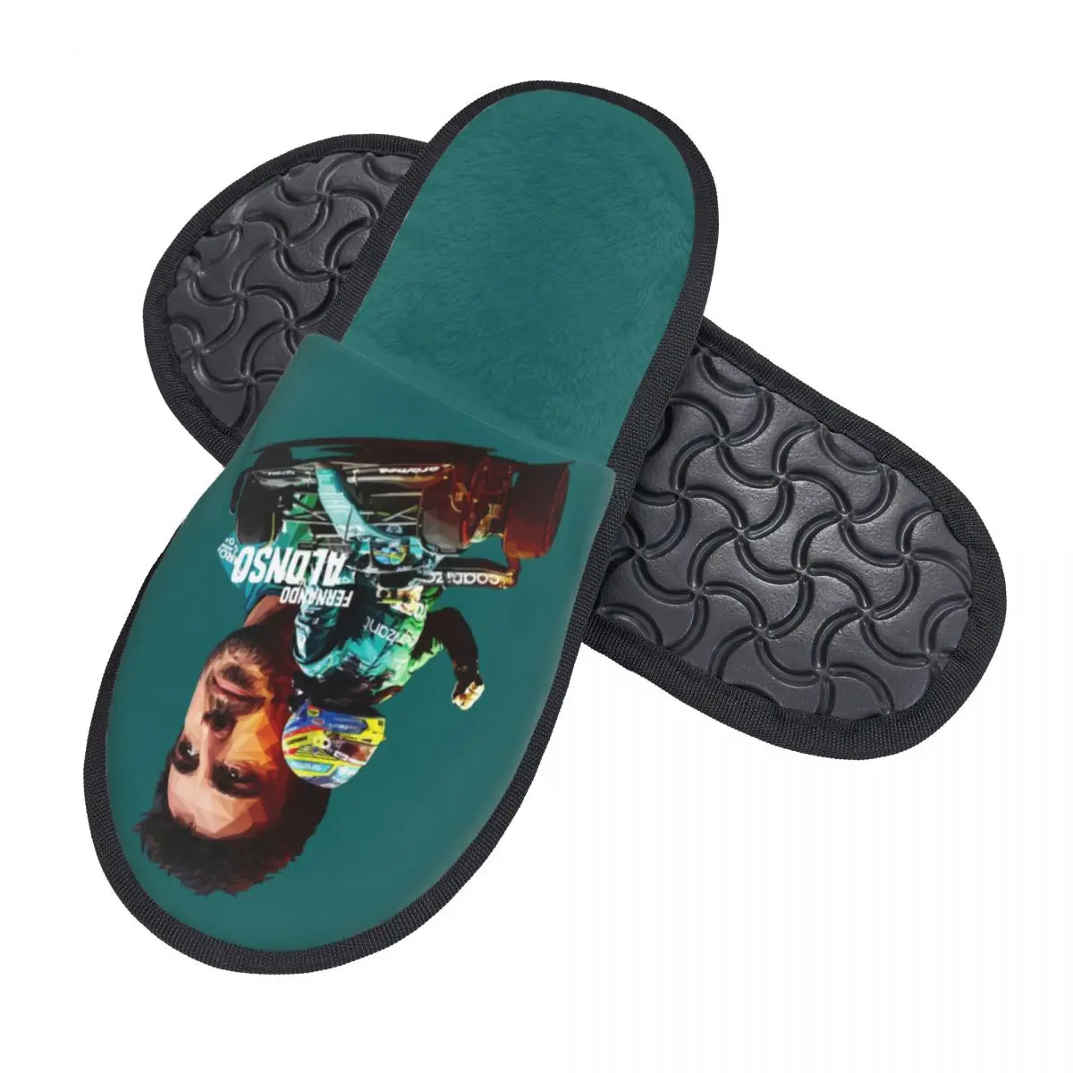 Custom Alonso Hot Lap Guest Slippers for Bathroom Women Fernando Sports Car House Slipper