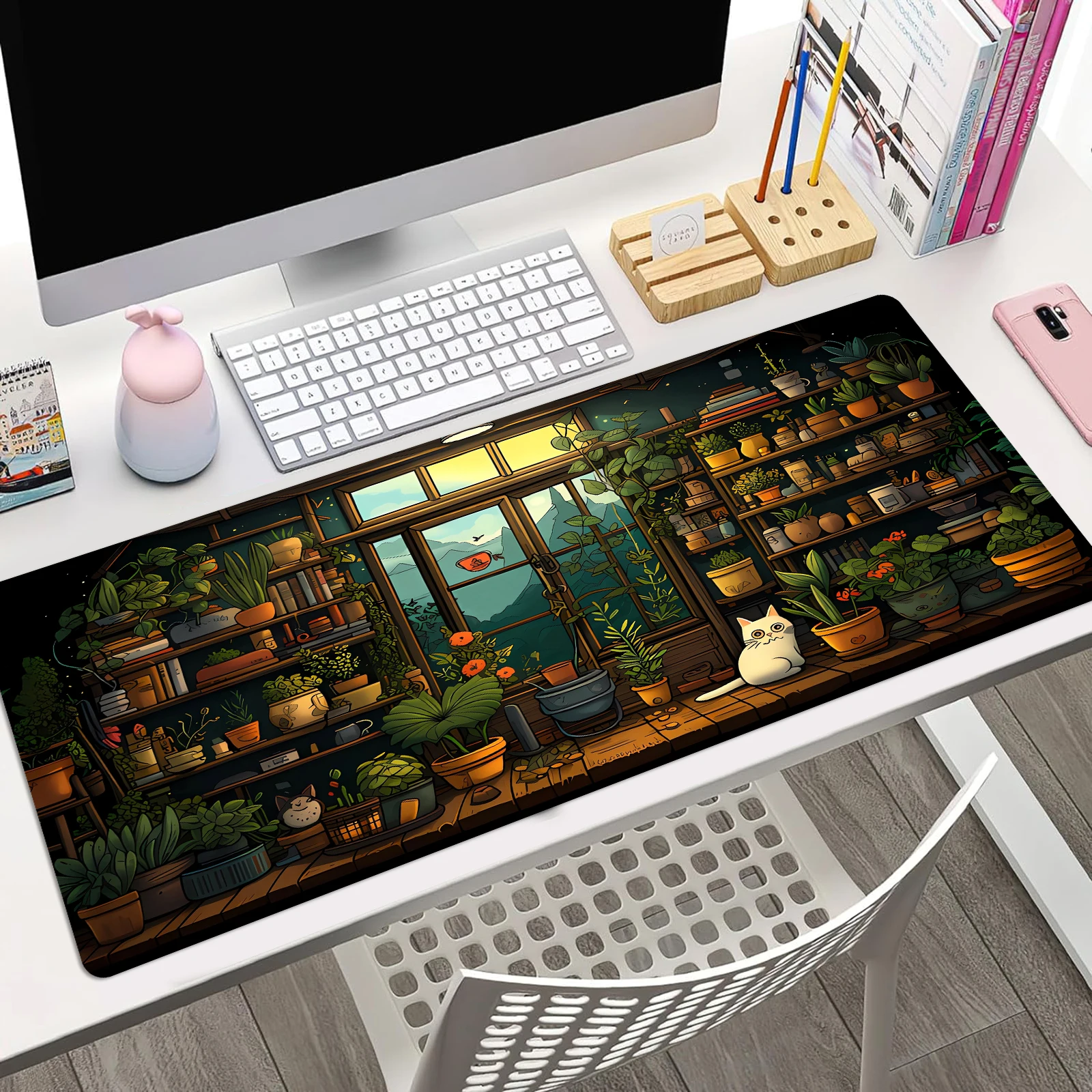 

Cute Cat Mouse Pad Desk Pad Kawaii Desk Decor Mat, Large Gaming Mouse Pad for Desk Computer Keyboard Laptop, Desk Decor