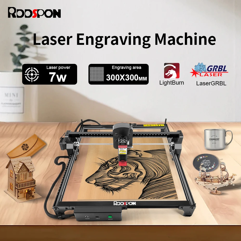 휴대용 레이저 조각기 7W / 2.5W 광학 출력 목재 라우터 조각 CNC 밀링 머신 목공 DIY 커터 프린터