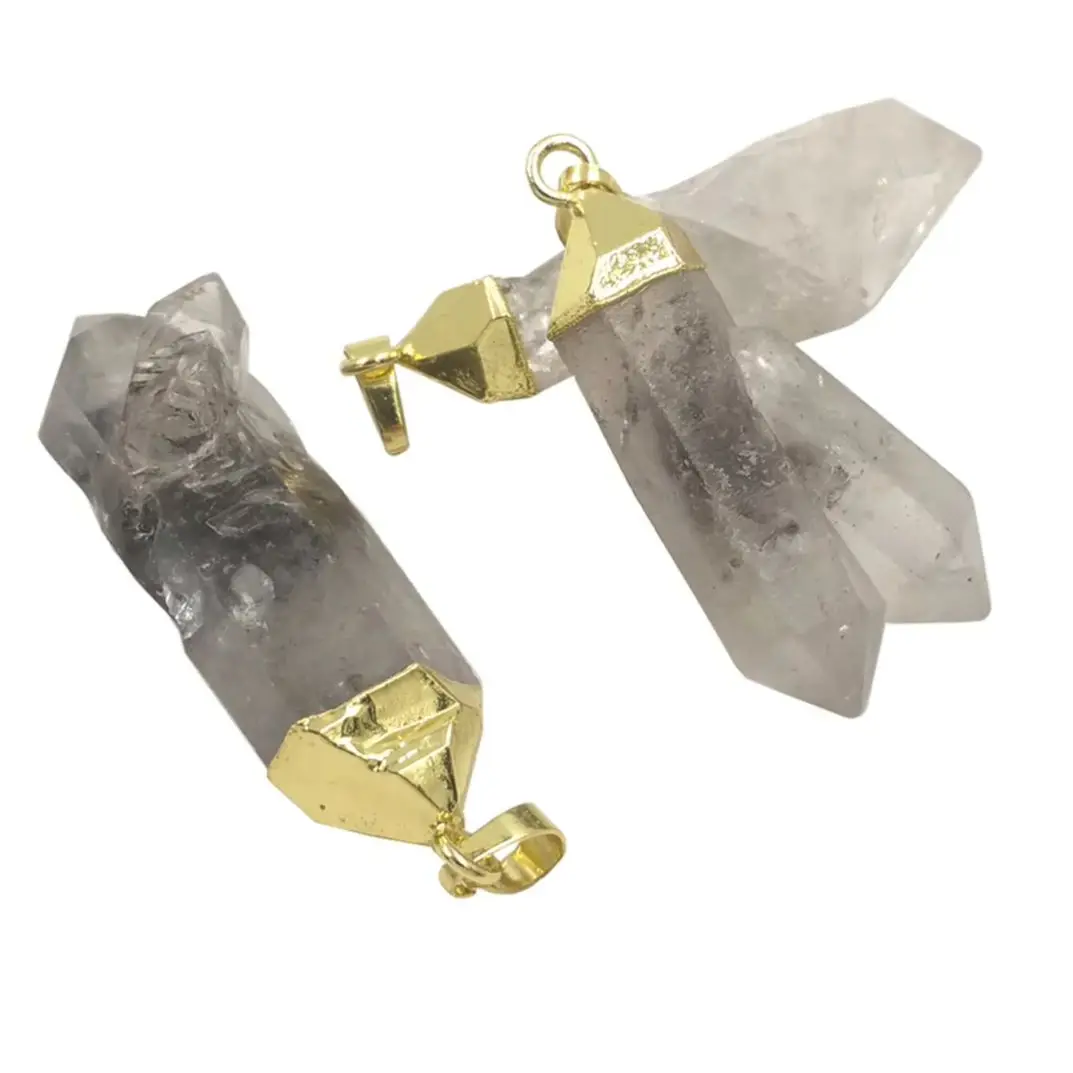 WT-P1703  2025 New hot Beautiful natural quartz pendant Black irregular gold pendant lady's jewelry accessory Procurement