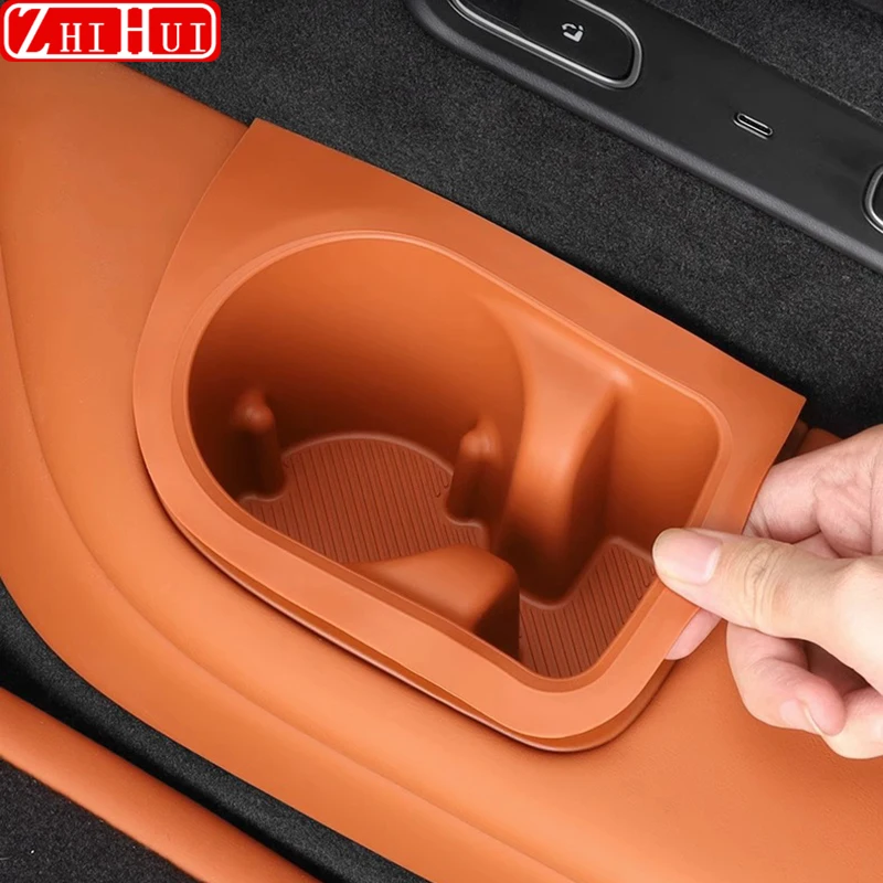 For Li Lixiang L8 L9 2023 2022 Car Styling Third Cup Mat Silicone Rear Storage Door Slot Water Cup Cusion Auto Accessories