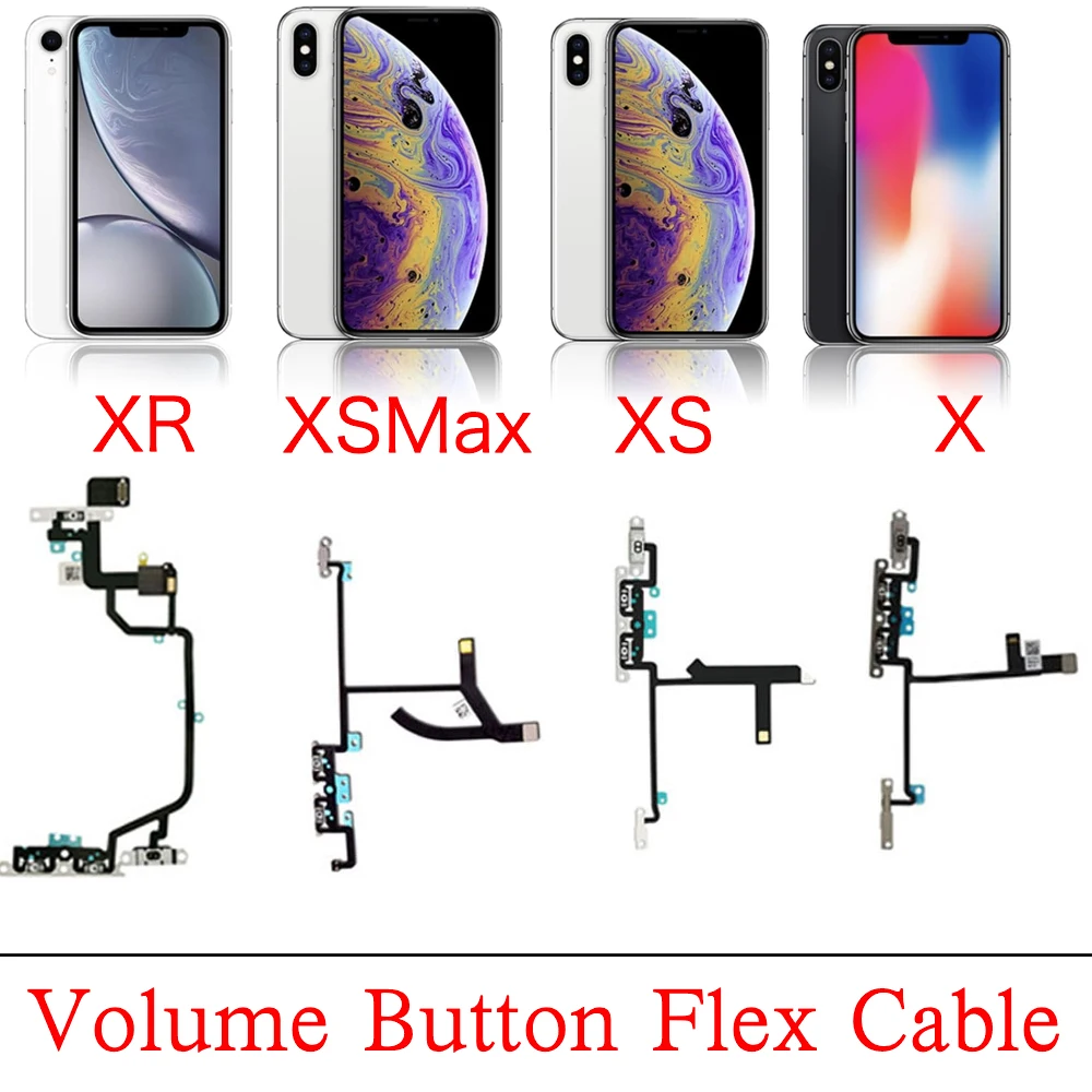 Volume Button Silent Switch Flex Cable Pre-installed Metal Bracket Holder Replacement for iPhone X XR XS Max