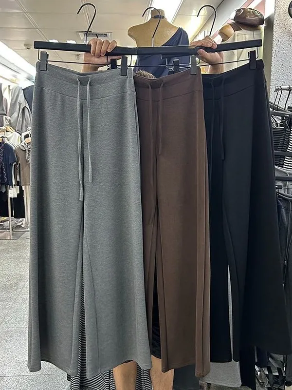 

Loose Straight Leg Casual Pants for Men And Women High Waist Dstring Durable Color Spring Faion plus Size 300 Pou