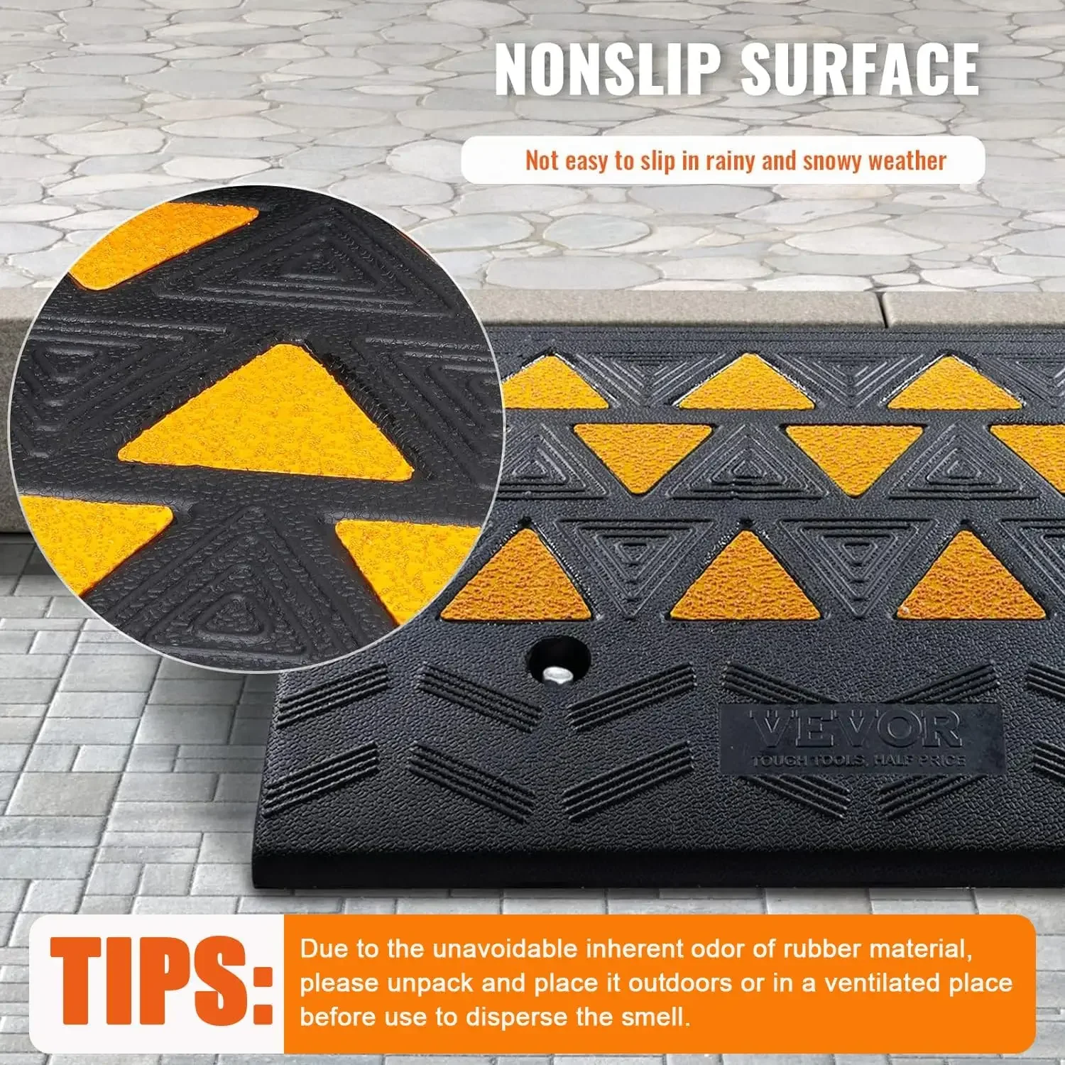 Rubber Curb Ramp, 6" Rise Height 2 Pack, Heavy-Duty 33069 lbs/15 T Capacity Threshold Ramps
