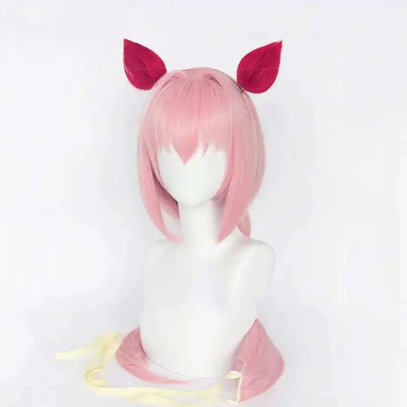 Uma Musume Haru Urara peluca de Cosplay Uma Musume Pretty Derby peluca de cola de caballo rosa pelo sintético resistente al calor fiesta de Halloween