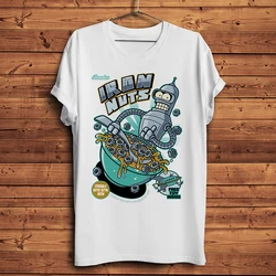 robot iron nuts oatmeal funny anime t shirt homme o-neck short sleeve tshirt unisex men casual streetwear tee