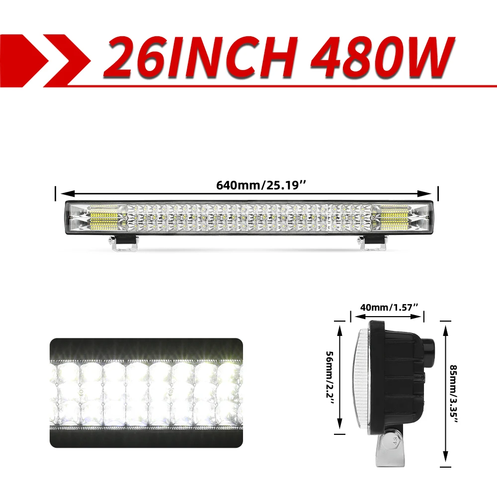 CO LICHT 12 "20" 26 "32" 40 "LED Lichtbalk 3-Rijen 90000LM Flood Spot Offroad LED Rijden Licht voor Pickup Truck SUV ATV UTV Boot 4x4