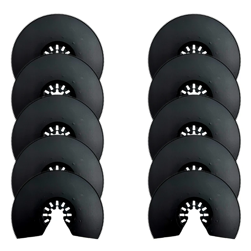 10개입 80mm HSS 바이메탈 플런지 진동 멀티툴 톱날 유니버설 샹크 크라운 캡 반원형 세그먼트 톱날