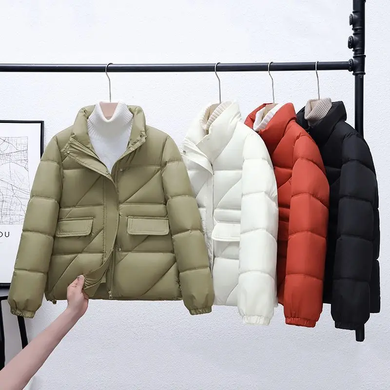 2025 Bread Cotton-padded Jacket Women's Short Loose Casual Stand-up Collar Thickened Coat Female Parkas Overcoat Outerwear Tops