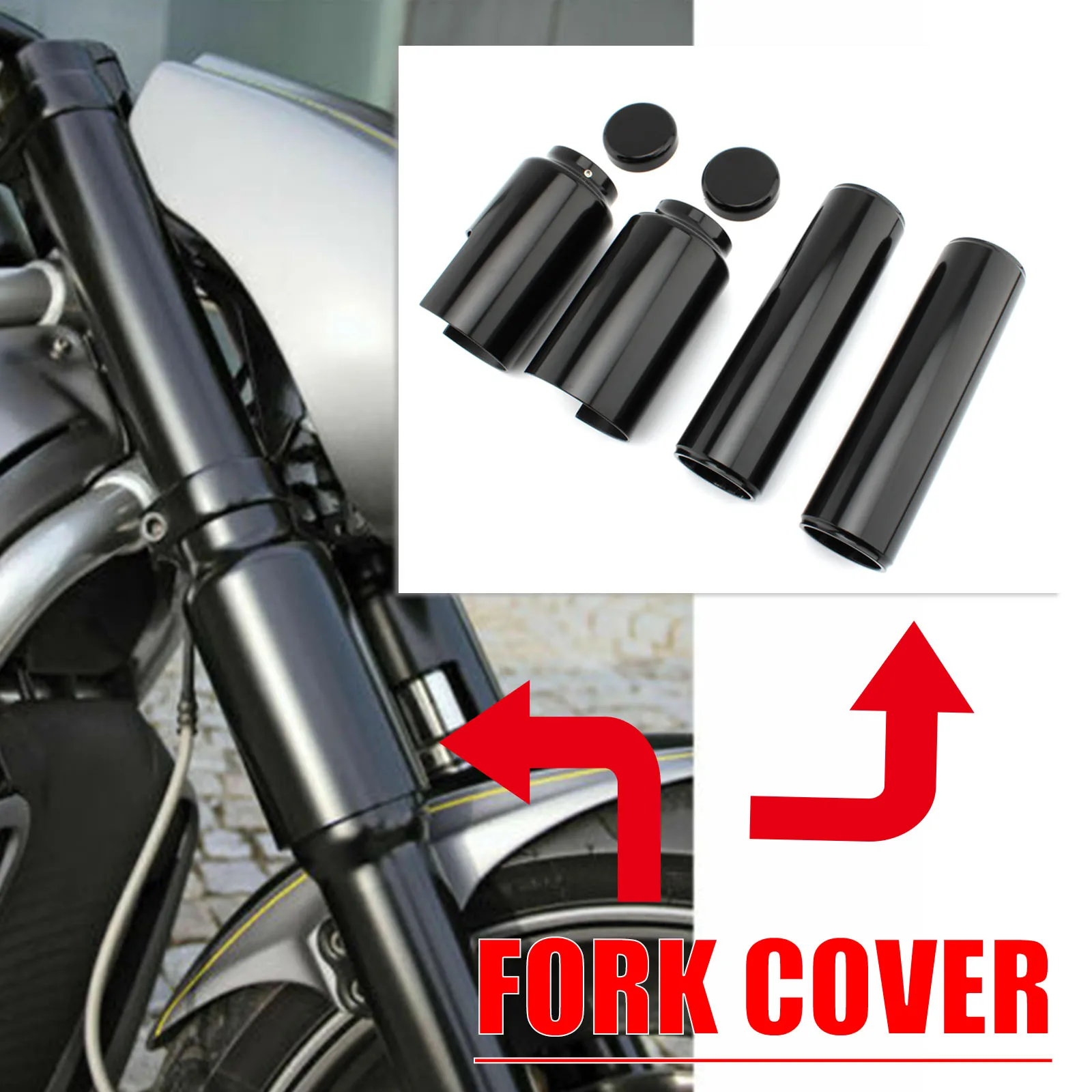 For Harley V-ROD Night Rod Night Rod Special 2007-2011 Motorcycle Upper Lower Front Fork Shock Absorber Cover Protective Sleeve