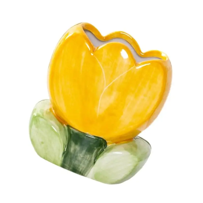 Y1UB Sturdy Ceramic Flower Shaped Desk Organizers Brush Cup Holders For Home Office