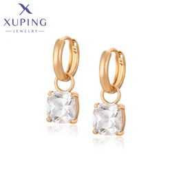 Xuping Jewelry Fashion Hot Sale Square Stone Hoop Earring with Gold Color for Women Party Gift S00145499