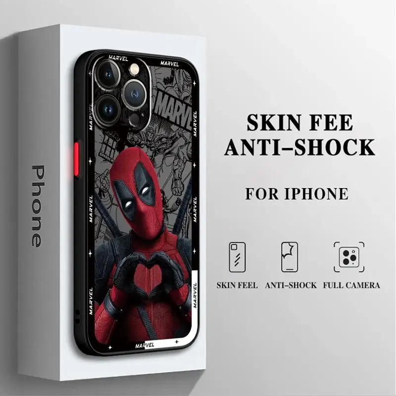 Marvel Deadpool Cover Phone Case for iPhone 15 Pro Max 14 Plus 12 13 11 Pro Max SE 7 8 14 Pro XR XS X 15Pro 12 Mini Clear Matte