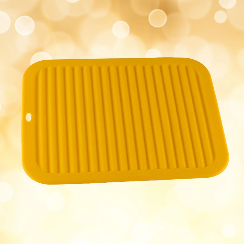 Heat Resistant Silicone Drying Mat Pattern Insulation Pad Drain Tray Non Slip Yellow Insulation Pad