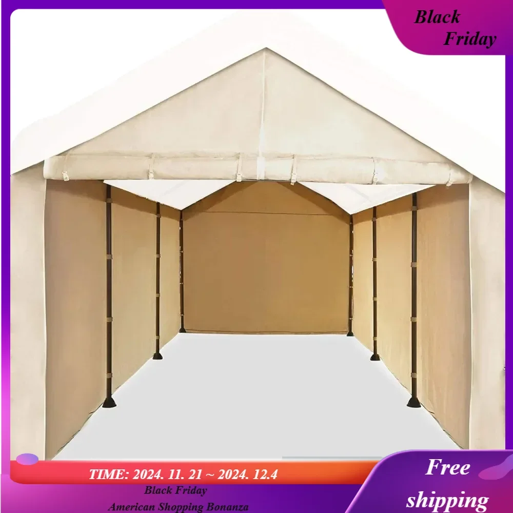 Tent Sidewalls for Mega Domain Carport with Straps, Ideal for Garage Storage, Inflatable Garage Covering, Tan(Sidewalls Only)