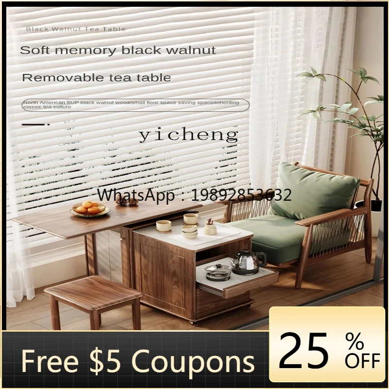 

zz Передвижной чайный шкаф из орехового дерева, диван, приставной столик, чайная тележка, встроенный чайник