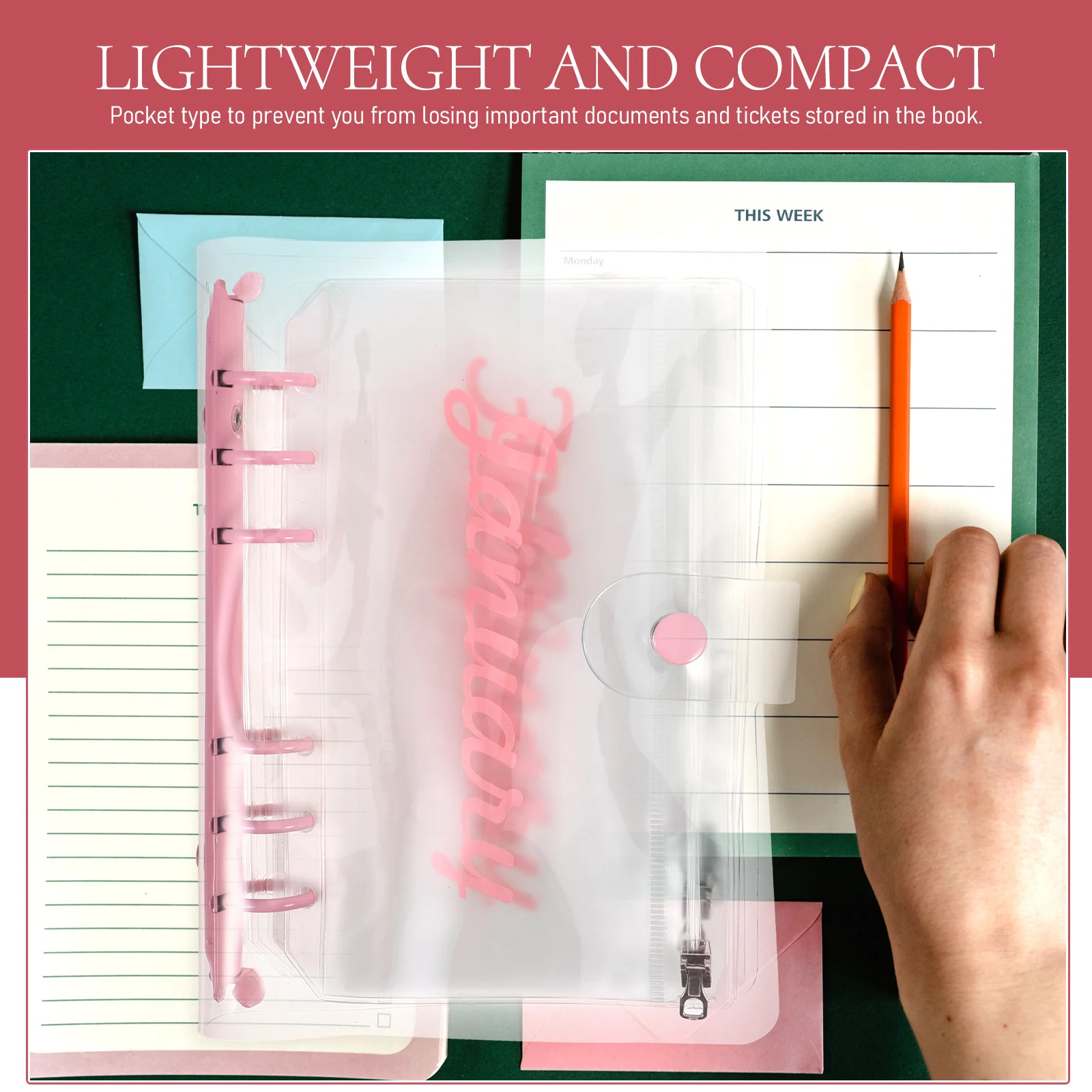 

1 Set 6-Holes Budget Binder Pouch Pocket Organizer For Cash Envelope Pvc Lightweight Filing Folder Office School Stationery