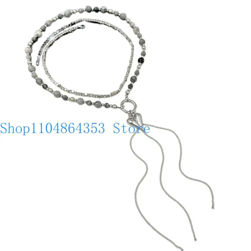 652F Elegant Turquoise Bead Layering Necklace Jewelry Gift Love Charm Tassels Design
