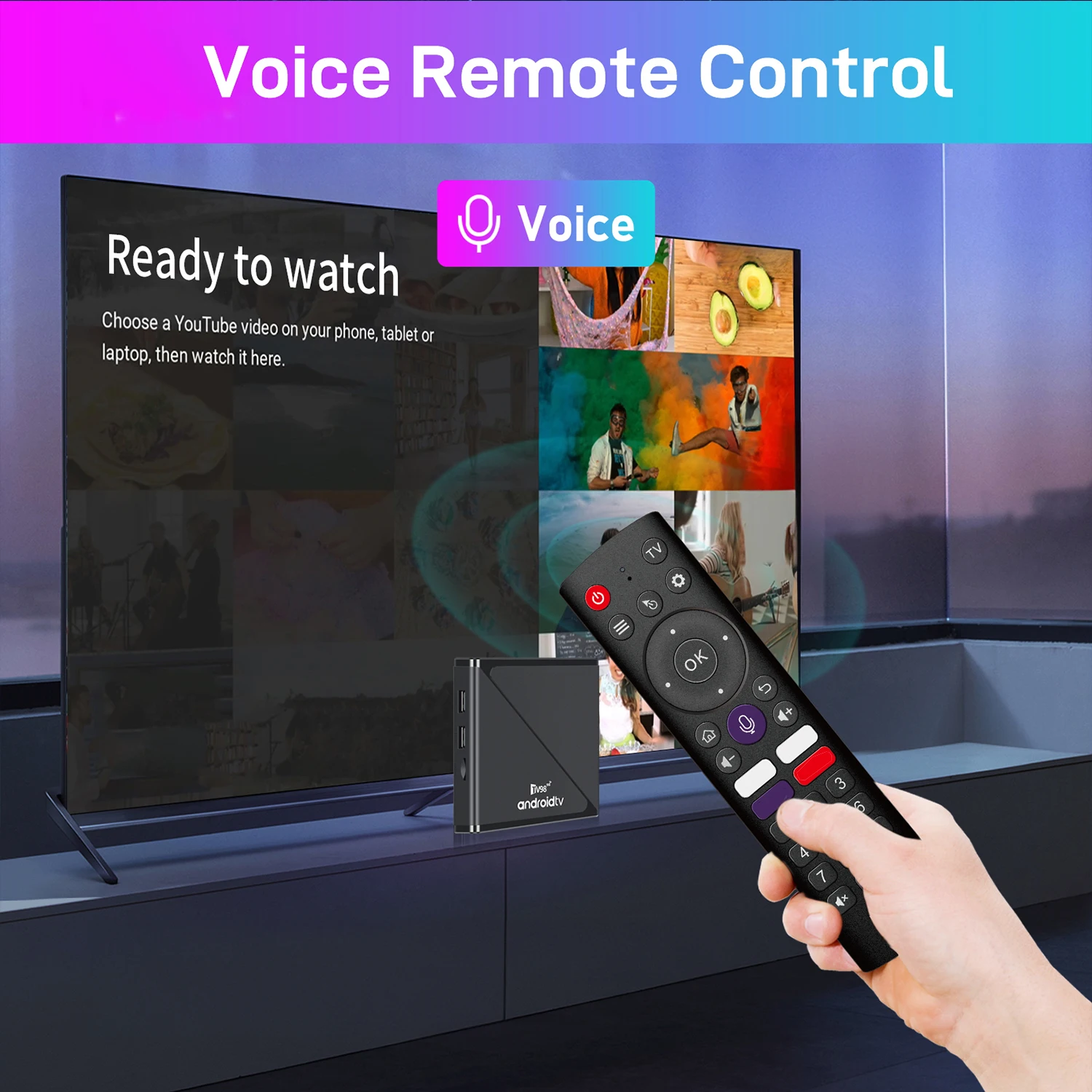 8K Android 14 TV Box Set Allwinner H313 HD 4K Quad Core 5G Dual Wifi BT5.0 Top Box Supporto Controllo vocale intelligente Telecomando