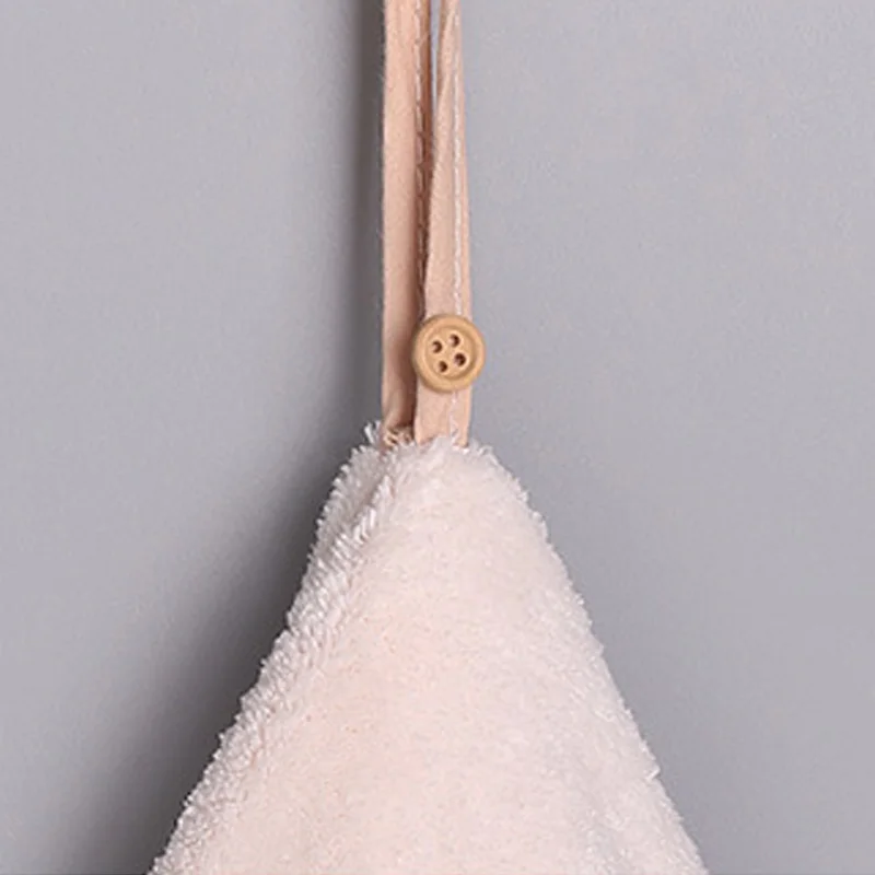 Round Cute Style Hand Towel Soft Coral Velvet Super Absorbent Handkerchief for Bath Polyester Fiber Towels with Hanging Loops