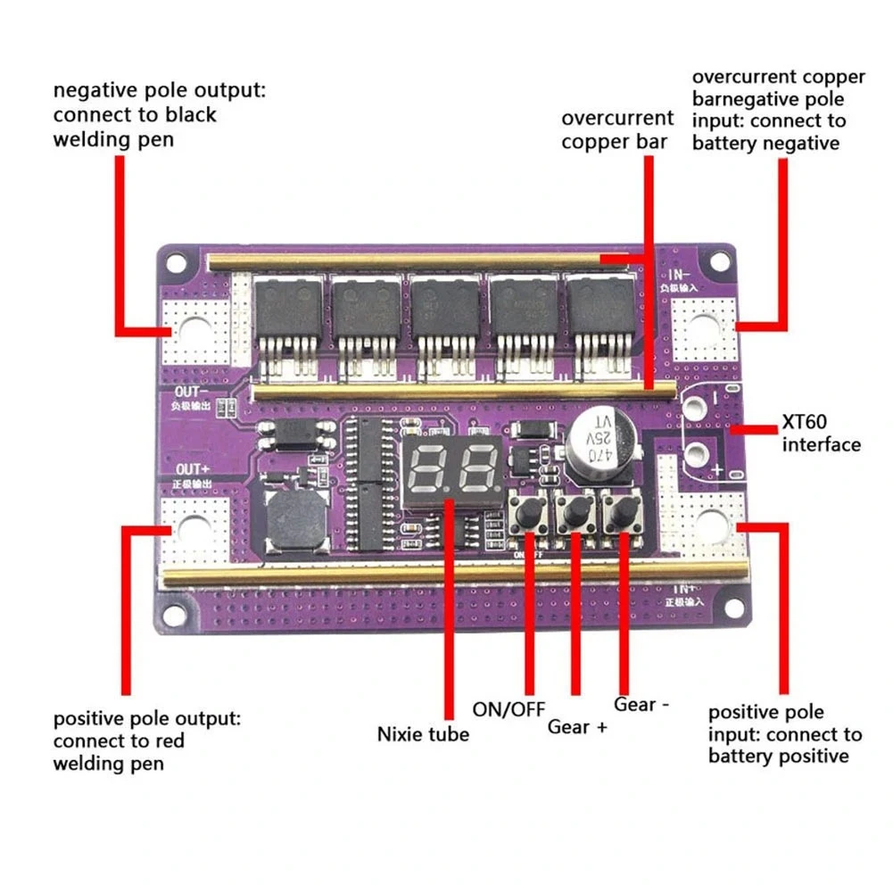 

B64CMini Аппарат для точечной сварки DIY Kit 99 передач мощности Регулируемая плата управления точечной сваркой для 18650 аккумуляторной сварки-B