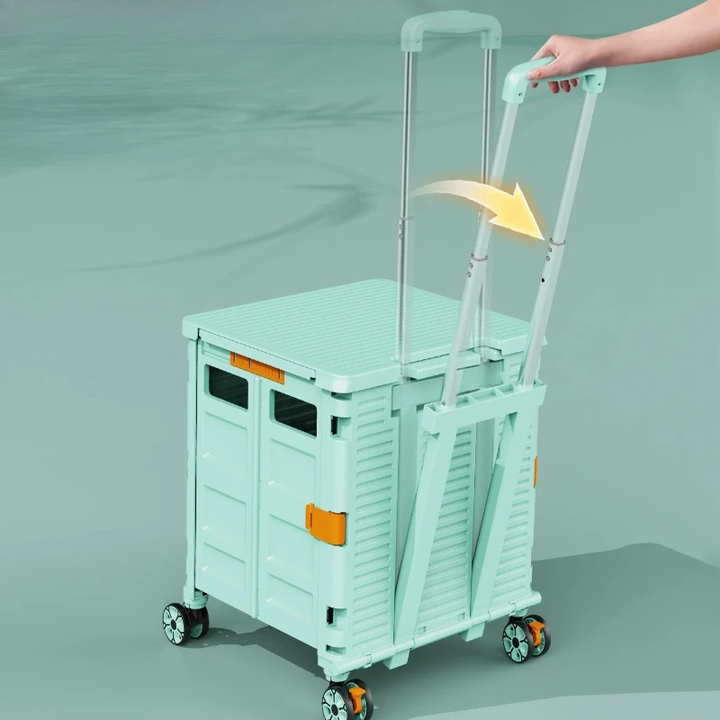 

Ultra Lightweight Folding Shopping Cart 6cm Double Silent Wheel 200 Jin Load Magnetic Slide Lid Portable Pull Rod Hand Truck