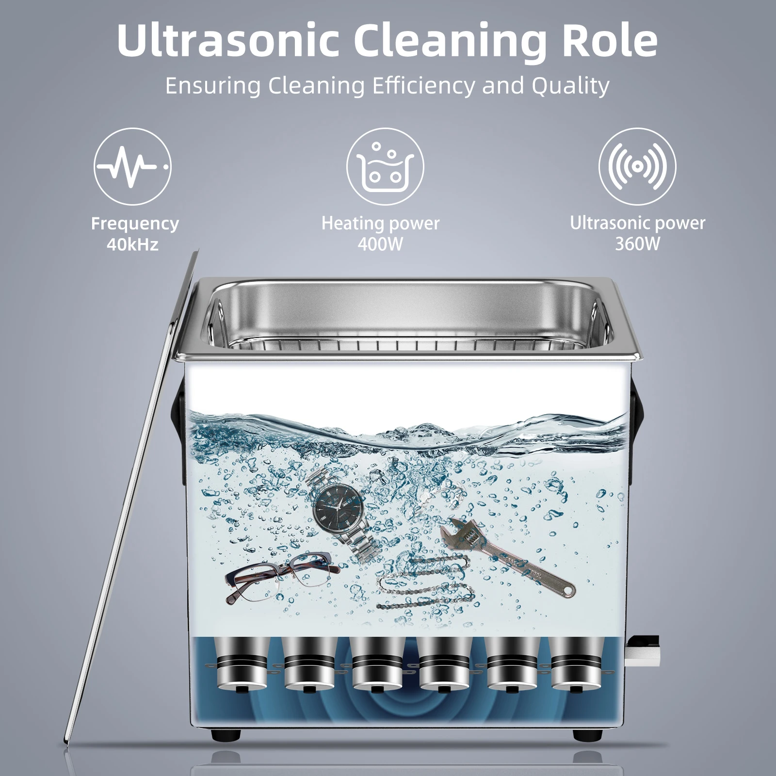 ACMESONIC 초음파 청소기 15L 히터 포함 실험실 보석 부품 자전거 동전 치과용 디가스 음파 청소