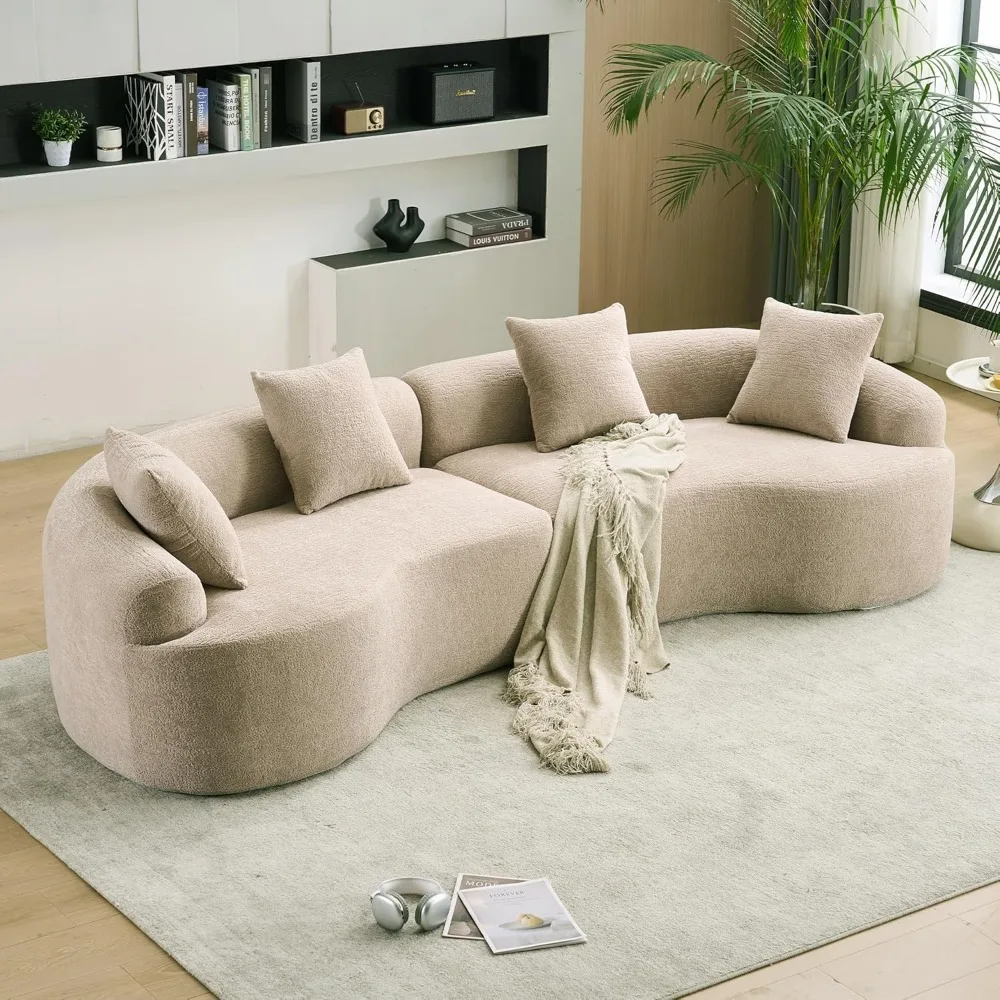 Oversized Sectional Sofa for Living Room, Modern Luxury Plush Chenille 4-Seater Extra Deep & Wide Seat Curved Cloud Couch