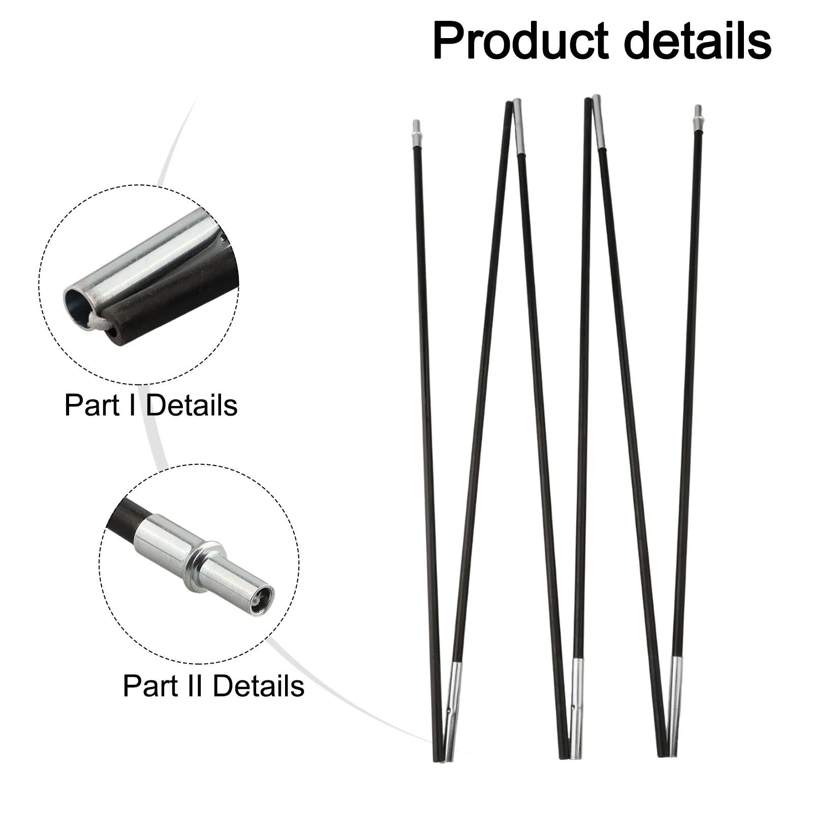 Camping Tent Rod Awning Frames Support Rods Collapsible Rods Convenient To Carry Easy To Assemble Embedded Connection Designed