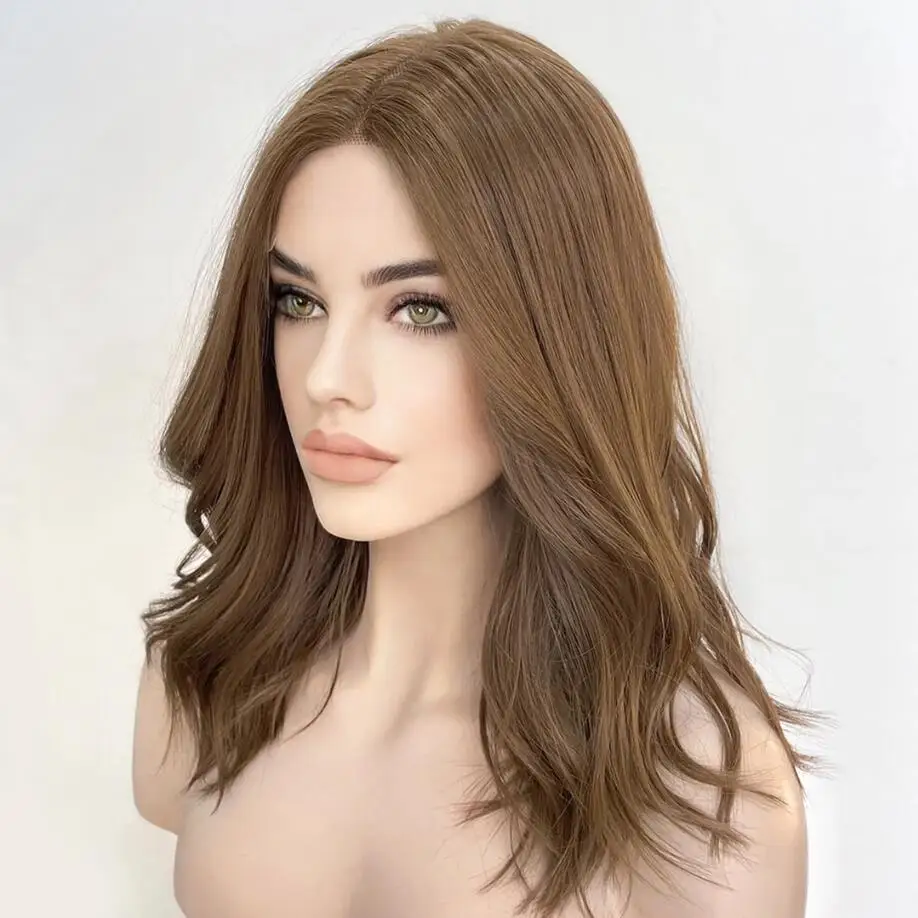 Natural Mel Loira Ondulado Peruca de Cabelo Humano com HD Rendas, Marrom, Seda Base, Preplucked, Glueless, Europeu, Diário, 28 ", 5x5