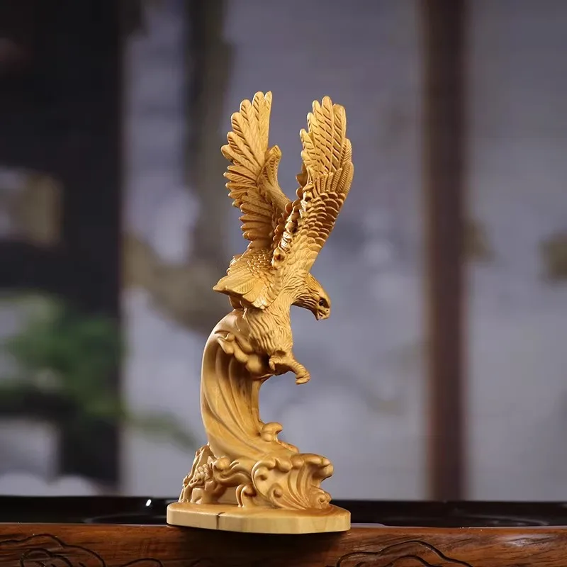 Eagle with Wings Spread  Boxwood Carving Great Vision for Study Desk Office