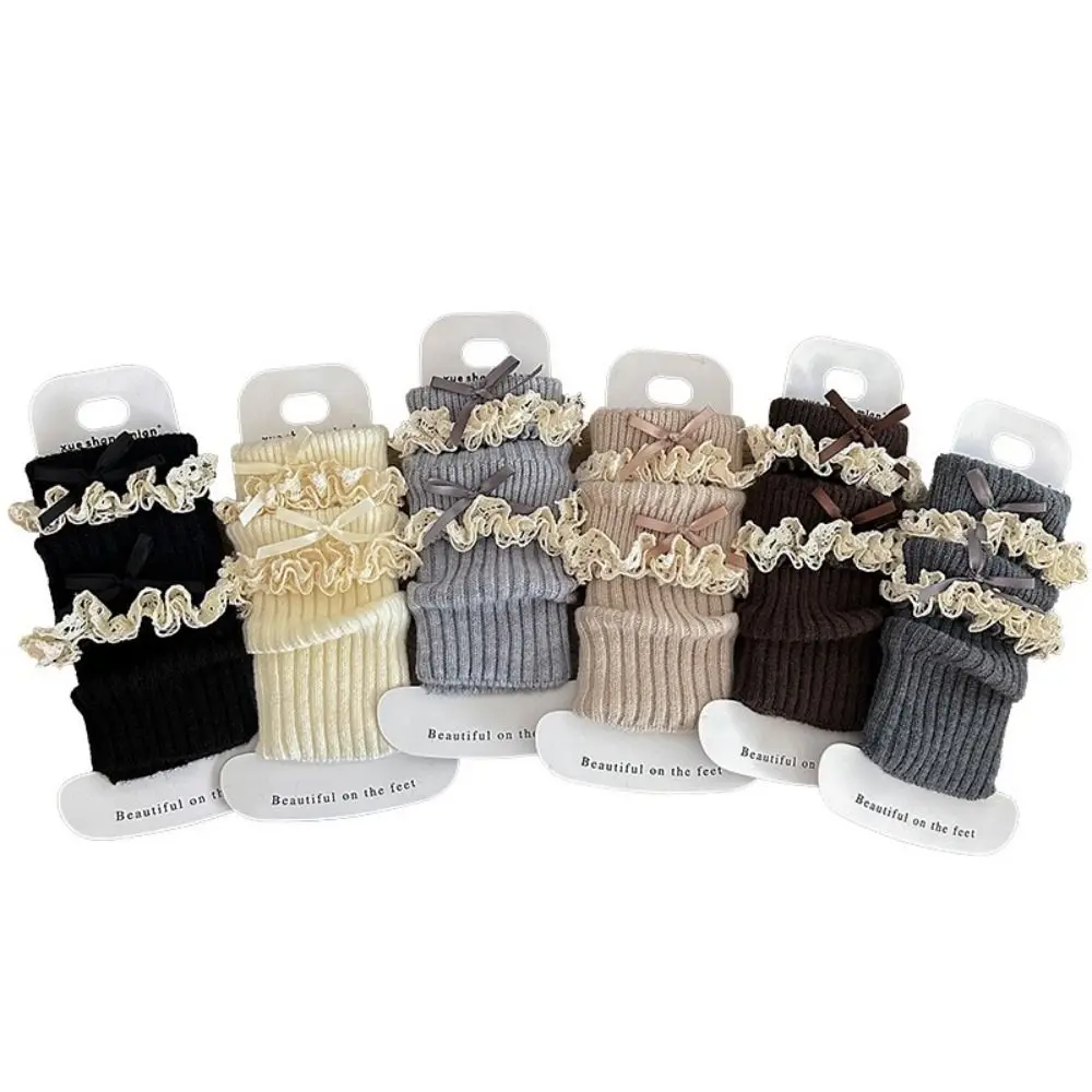 Sweet Polyester Girls Leg Warmers Knitted Texture Stretchy Fit Calf Socks Lolita Thickened Fabric Leg Gaiters Girls Daily Wear