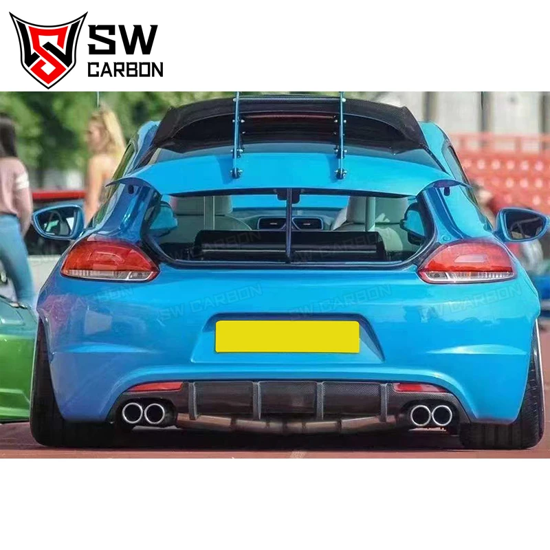 Carbon Fiber Rear Diffuser for Volkswagen Scirocco R Car Rear Bumper Lip Under Spoiler Splitter Body Kit