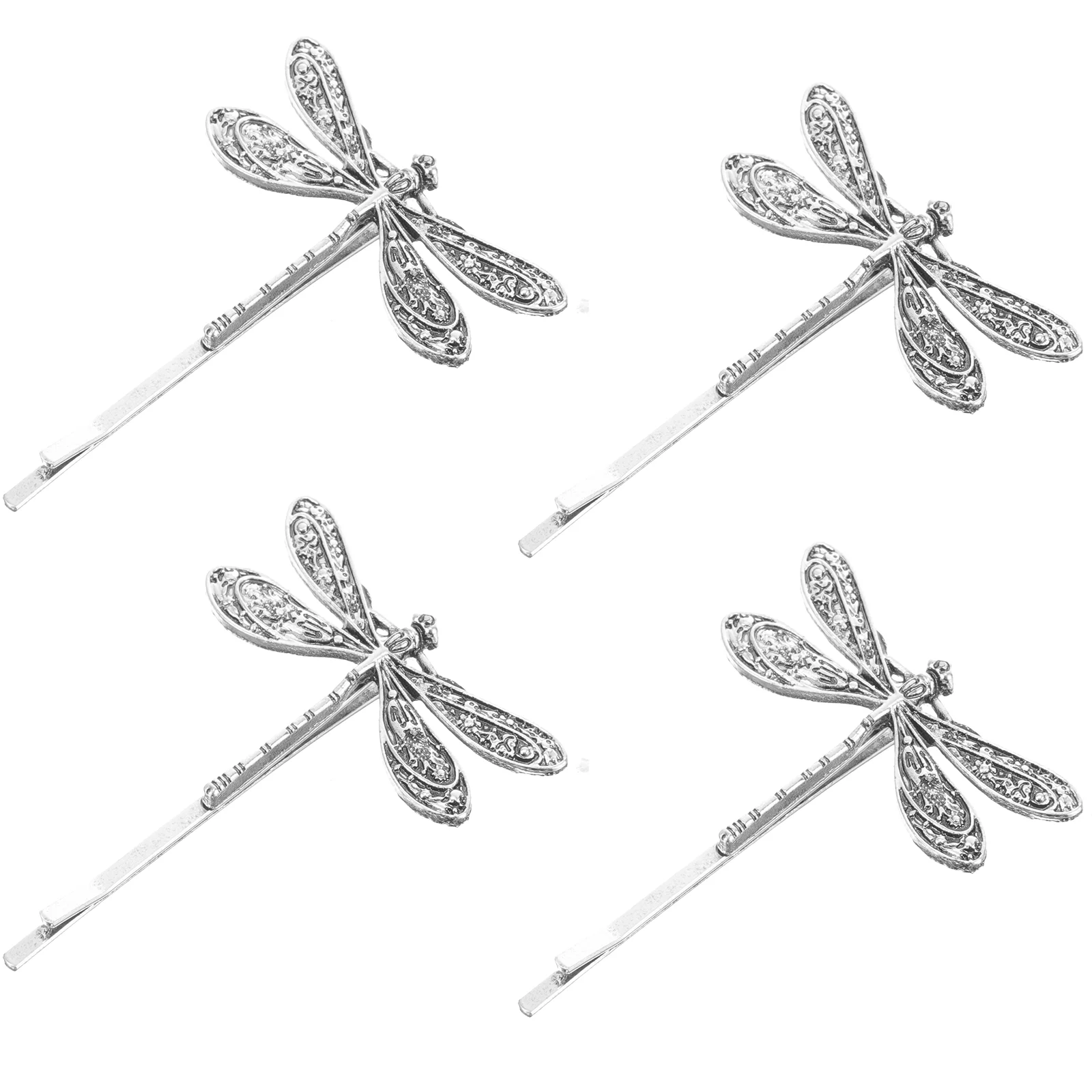 

4 Pcs Clip Retro Dragonfly Hairpin Decoration Barrettes Rhinestone Bobby Pins Metal Accessory Girl Miss