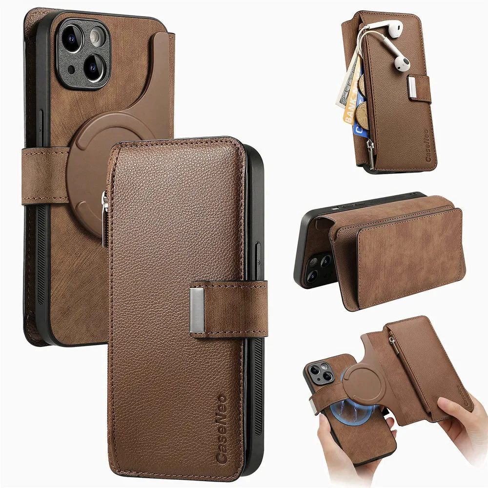 

RFID Flip Case For Redmi Note 12 Pro Plus 5G 2IN1 Leather Zip Wallet Funda For Xiaomi Redmi Note 12 Turbo 12S 12R 12 R Pro Cover