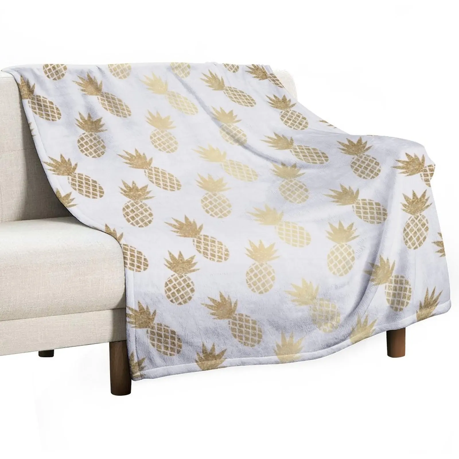 

Gold Pineapple Pattern Throw Blanket Sofa Bed Blankets