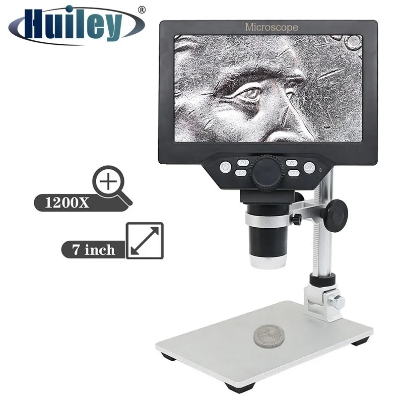 

Portable 7" LCD Video Microscope Digital 1200X Microscope Continuous Zoom 12MP for Soldering Electronic PCB Inspection