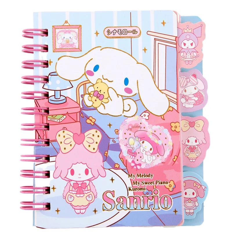 Anime Sanrio Diary Notebook My Melody Hellokitty Kuromi Cinnamoroll Cartoon Student Portable Notebook Kids Birthday Girl Gifts