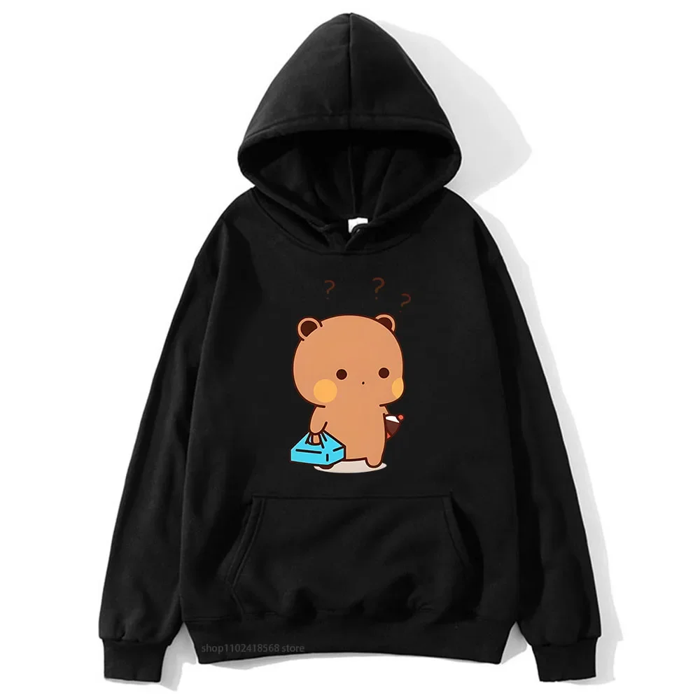 Couple DuDu See Crying BuBu Is Feeling Hungry Hoodies Kawaii Panda Bear Graphic Sweatshirts Women Winter Autumn Clothes Men Tops