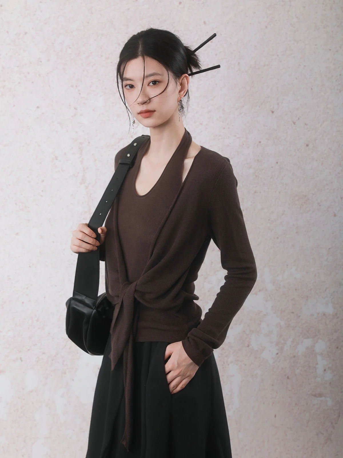 

Faionable Knitted Sweater Inner Wear Mocha Brown Ne Hanging Autumn Winter Women's Slim Fit Long Sve Casual Sle B5D620M