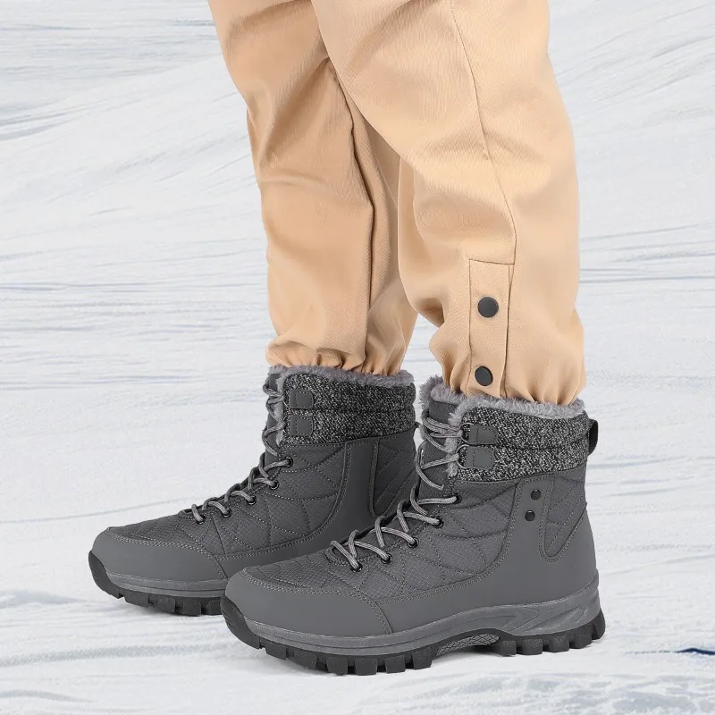 

Men High Top Boots Lined with Plush Comfortable Non Slip Warm Daily Winter Thick Snow Boots Sizes 38-46